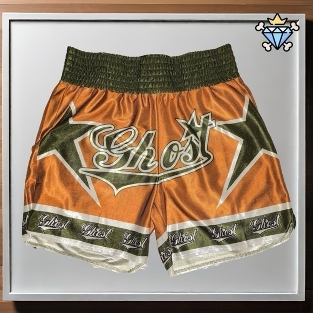 ROMWE MEN COPPER BROWN AND GREEN HIGH WAIST ATHLETIC SHORTS SIZE LARGE
